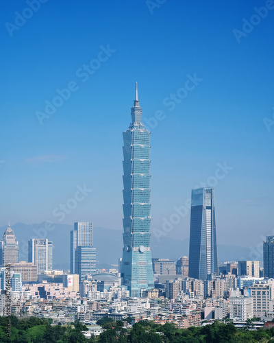Taipei, Taiwan - Jan 16, 2018: Taipei is a capital city of Taiwan. Asia business concept image, panoramic modern cityscape building bird’s eye view, shot in Taipei, Taiwan.