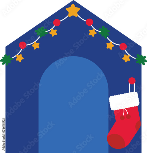 Cute Christmas Dog House Pet Kennel Illustration