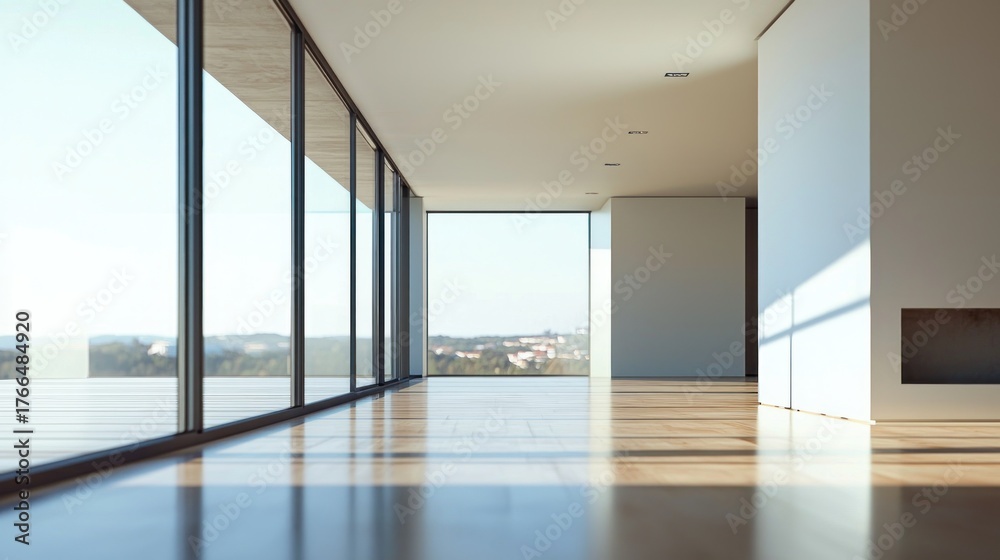 Fototapeta premium Modern Minimalist Apartment with Panoramic Views