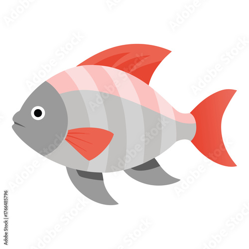 Elegant Tilapia Fish Vector Illustration with Detailed Fins and Modern Flat Design