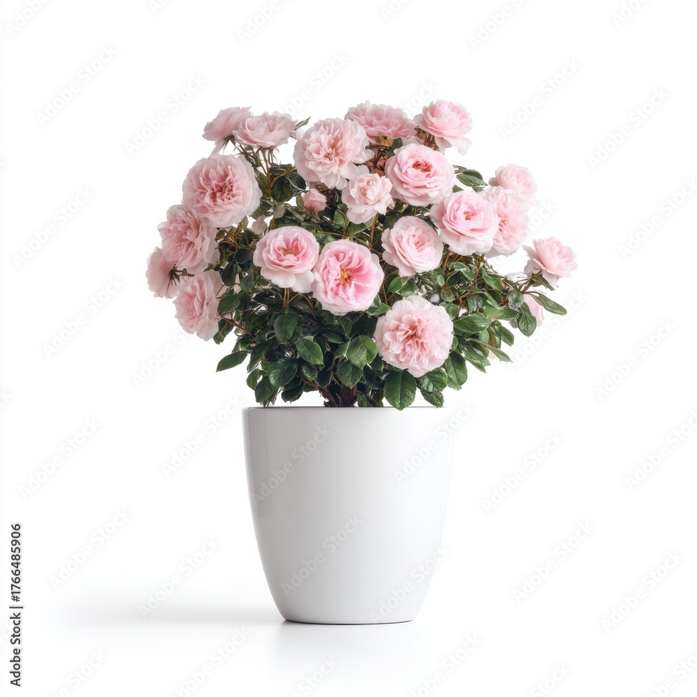 custom made wallpaper toronto digitalBeautiful pink flowering plant in a modern white pot, showcasing delicate blooms and lush green leaves in a stylish indoor setting