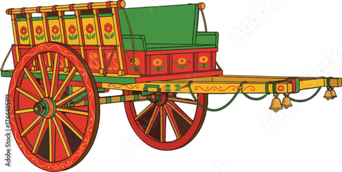 bullock cart vector illustration on white background