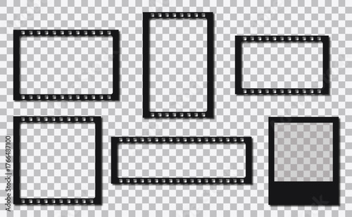 Movie frame template on a transparent background. Vector illustration of a movie frame with space for your image