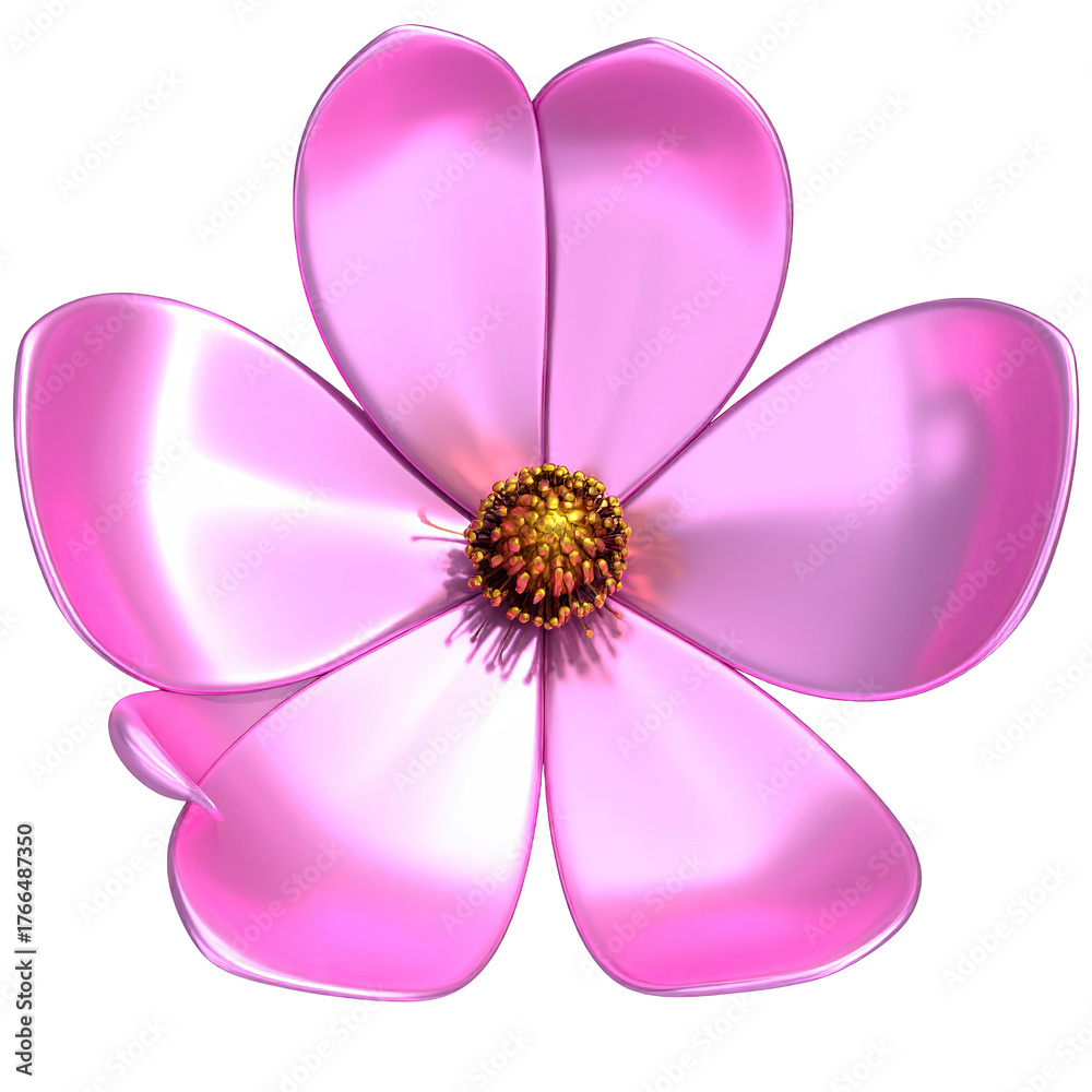 Fototapeta premium Glossy pink flower, golden center