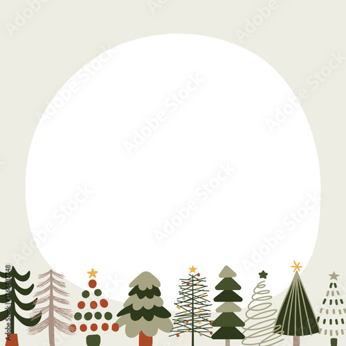 CHRISTMAS TREE template frame cute hand drawn blank illustration simple drawing decorative doodle kiddy placeholder card design