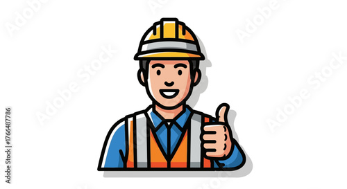 Construction worker giving a thumbsup gesture while wearing safety gear