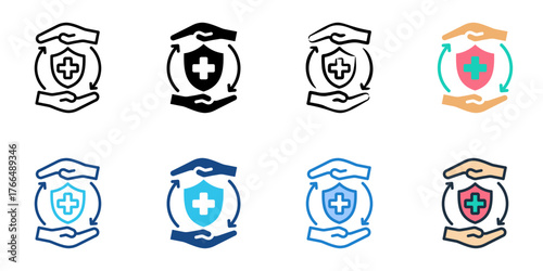 Immune system icon set multiple style collection 

