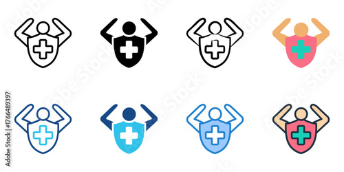 Immunity icon set multiple style collection 
