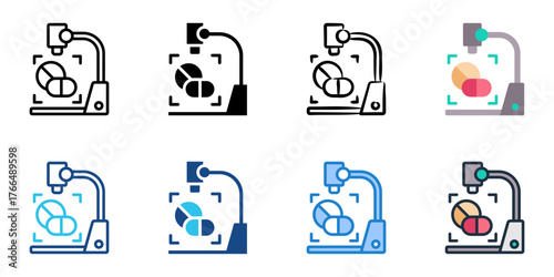 Pharmaceutical research icon set multiple style collection 
