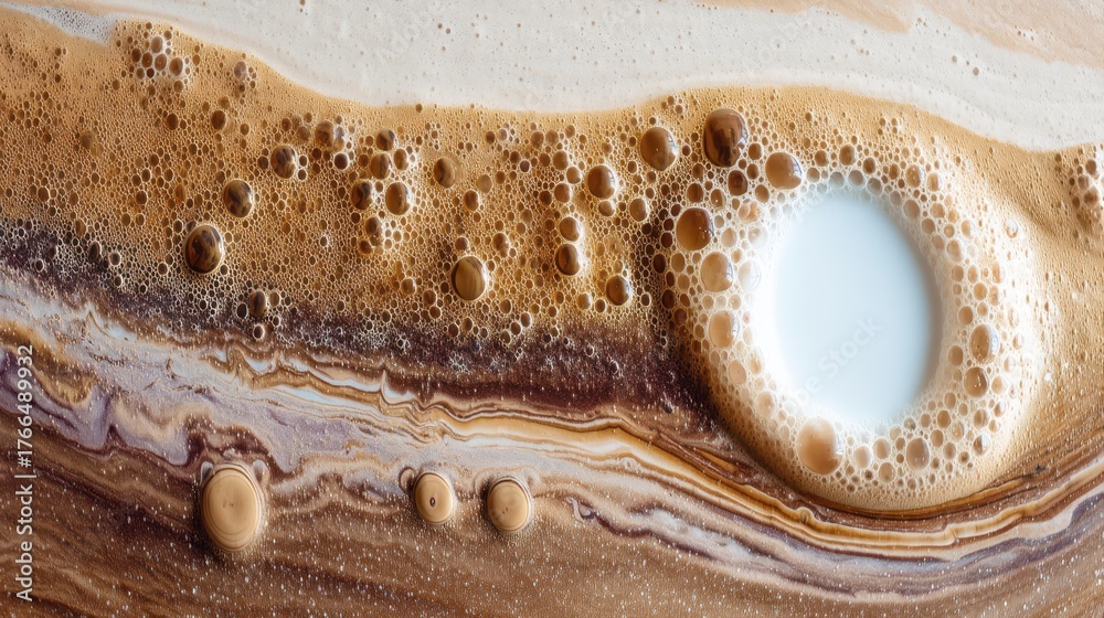 Obraz premium Bubbling coffee mixture kitchen food photography warm environment close-up view culinary art