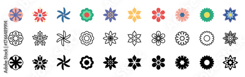 Flower icon set. Vector illustration.