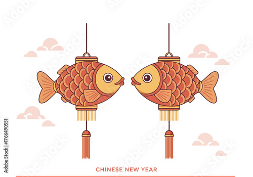 Two Fish Lanterns for Chinese New Year Celebration.