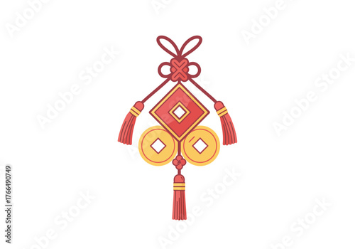 Chinese Knot with Coins: Symbol of Prosperity and Good Fortune.