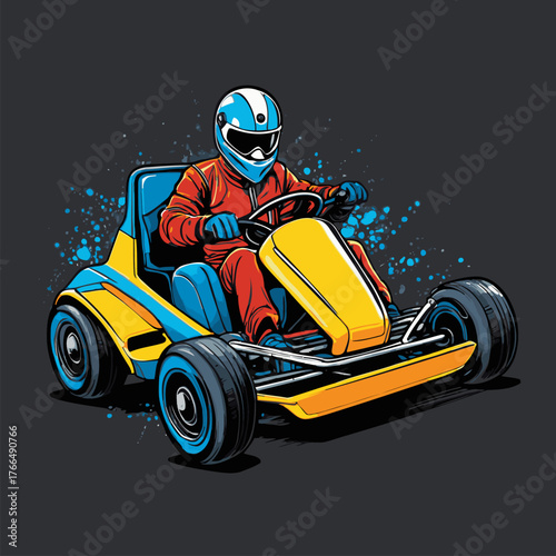 cool cartoon go-kart vector