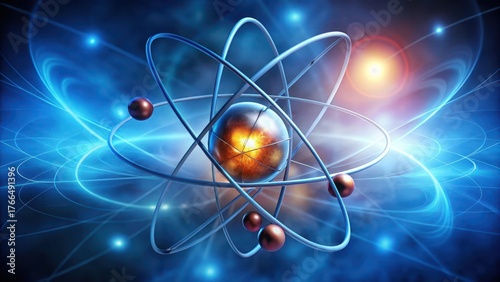 Atom's nucleus and electron cloud detail