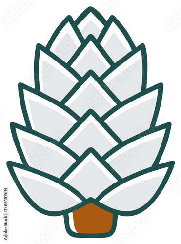 Simple vector illustration of a stylized pinecone or hop cone, a flat nature icon for design elements