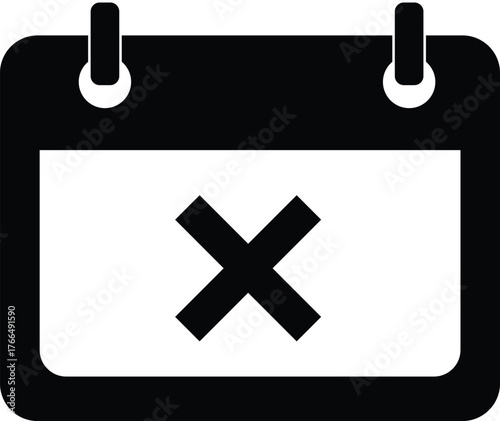 Appointment cancelled icon. Calendar with cross sign. Canceled schedule symbol. flat style.