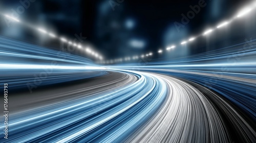 Speed of Light on Curved Roads Fast-Paced Travel Illustrating Modern Technology and Dynamics