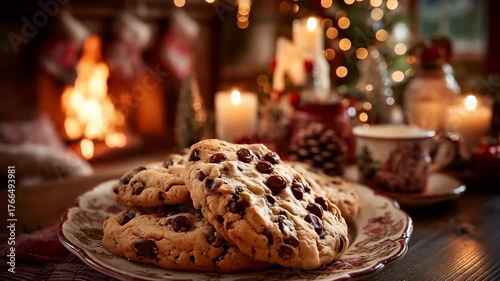 Cozy Christmas Treats, cookies by the Fireplace