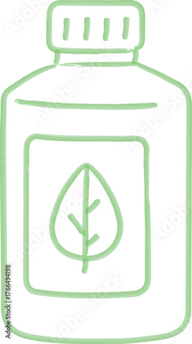 Eco friendly bottle with leaf label simple outline