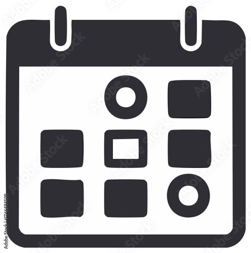 Hand drawn calendar icon with highlighted dates for appointments, events, and planning.