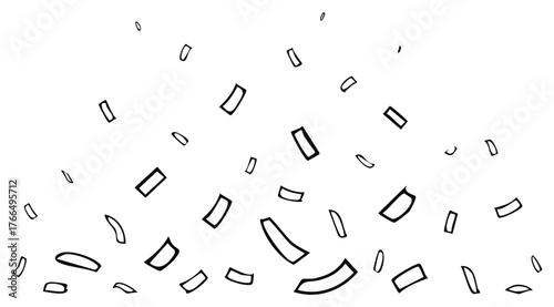 Hand-drawn black and white confetti illustration for celebration