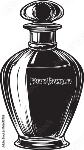 perfume bottle silhouette on white background