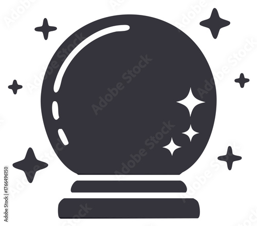 Magic crystal ball with sparkling stars vector icon for fortune telling and divination