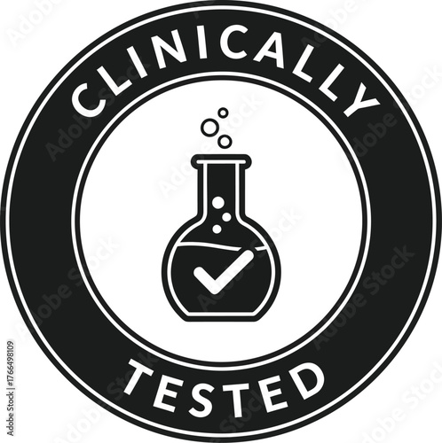 Vector emblem clinically tested icon scalable illustration for eps file format