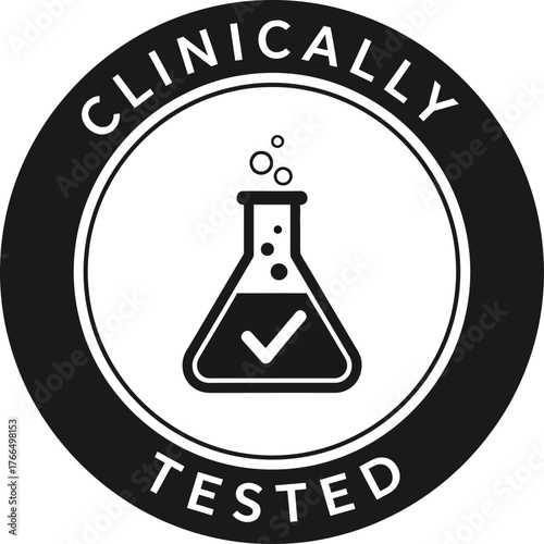 Clinically tested emblem vector scalable illustration for science healthcare medical research