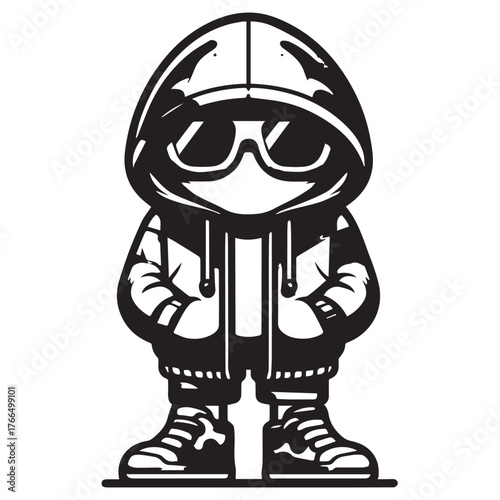 Streetwear Animal Character – Black and White Minimal Mascot Vector