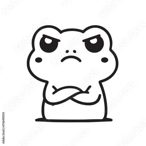 Kawaii Frog – Black and White Streetwear Vector Illustration