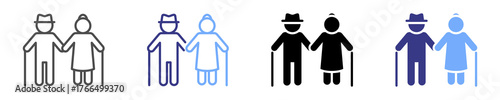 grandparents icon set multiple style
