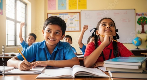 Indian classroom scene with students engaged in learning — highlighting focus, inspiration, and academic progress