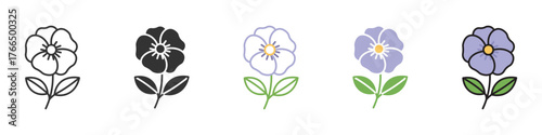 Petunia flower icon set, vector illustration .,