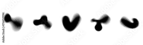 Set of abstract shapes with halftone texture.