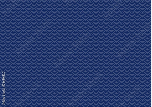 ポップな青海波パターン背景(紺)