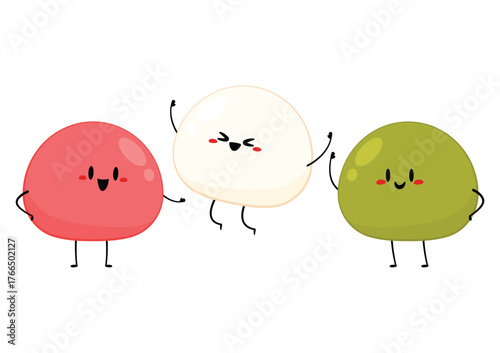 Cute Mochi cartoon vector. Mochi icon vector. Japanese rice dessert.
