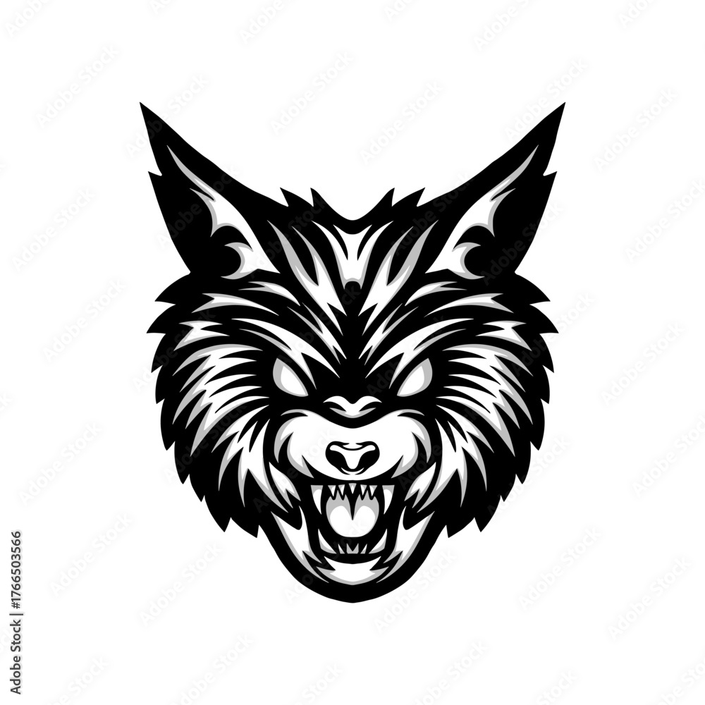 Fototapeta premium angry cat head logo illustration