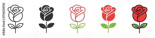 Rose flower icon set, vector illustration . 