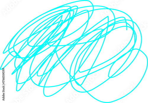 Vibrant abstract blue scribble artwork on white background. Modern minimalist digital art expressing energy, creativity, and dynamic motion in simple lines.
