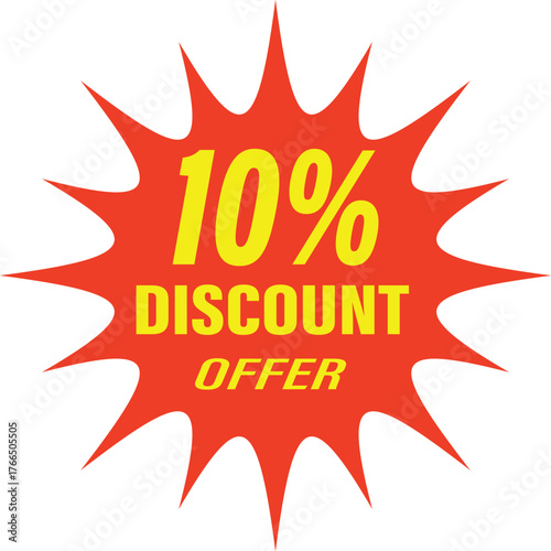 Red hot sale sign with starburst discount label illustration