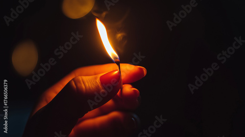 Lighting match in dark room