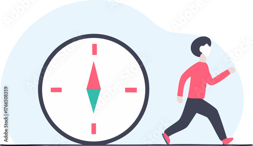 business people holding a compass and a map illustration