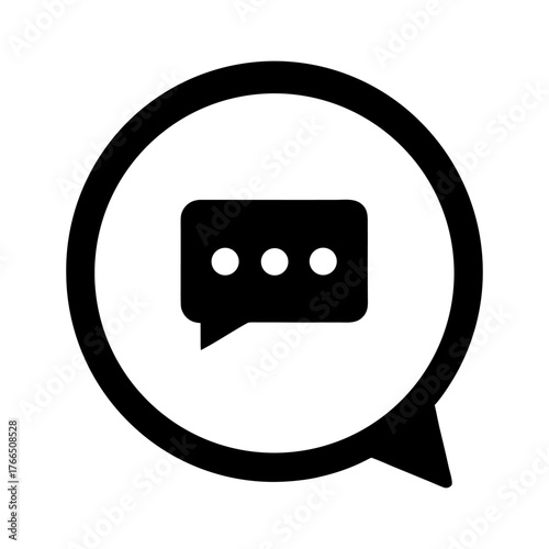 Simple Mobile Text Message Icon – Black and White Chat Design.