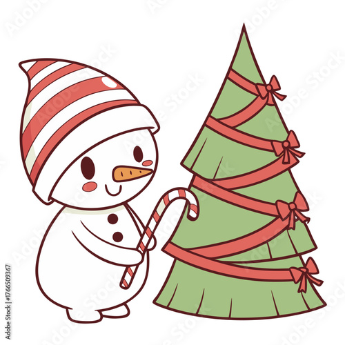 christmas tree with snowman