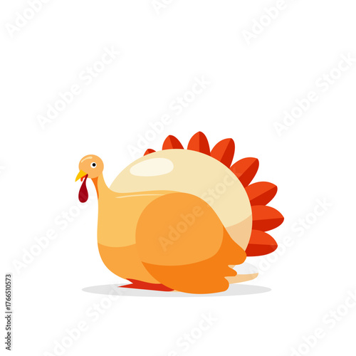 Lush holiday turkey bird illustration in flat design