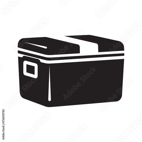 Vector art of black and white icon of a cooler