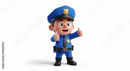 Friendly cartoon police officer giving a thumbs up and a smile