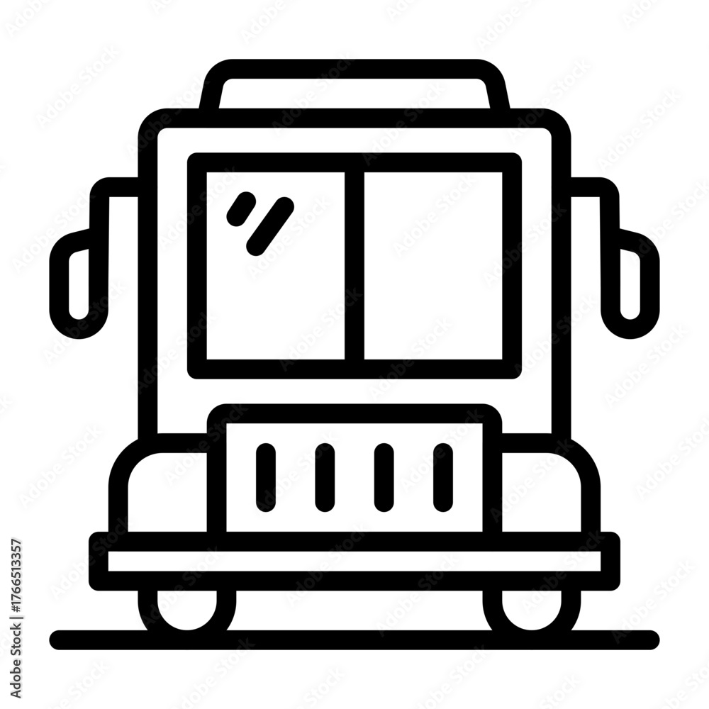 Fototapeta premium Front View Bus Outline Travel Icon